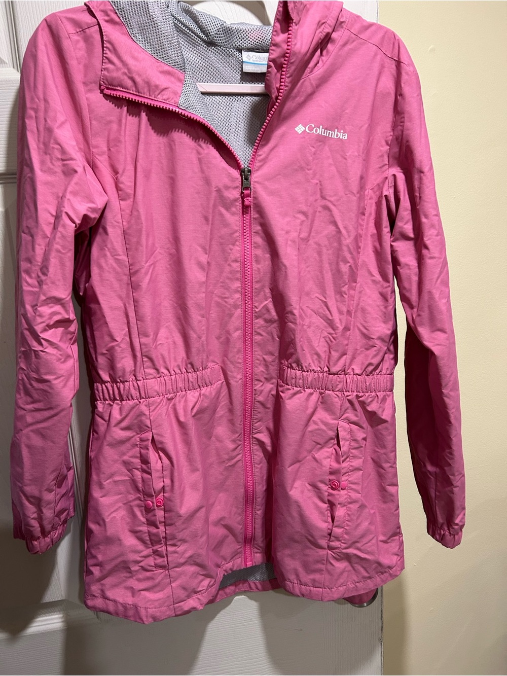 Columbia Girls' Pink Hooded Rain Jacket